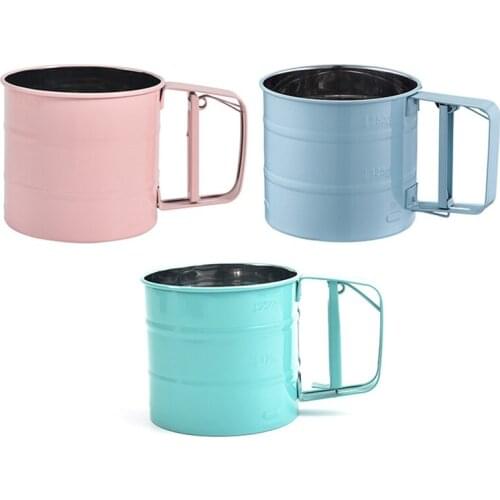 Manual Flour Sieve Cup Powder Mesh Knife Cake Baking Tool Pastry For Cakes Decorating Pastry Kitchen Tool Sieve Flour Strainer