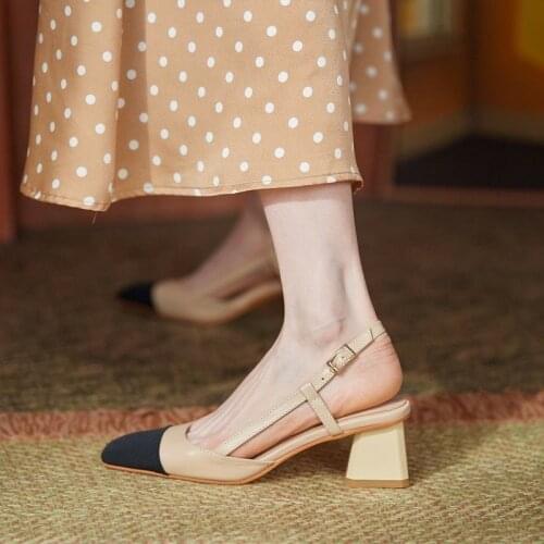 Design Sandals for Women 2021 Summer Fashion High Heels Buckle Strap Women Shoes Leather Ladies Party Wedding Heels Sandals