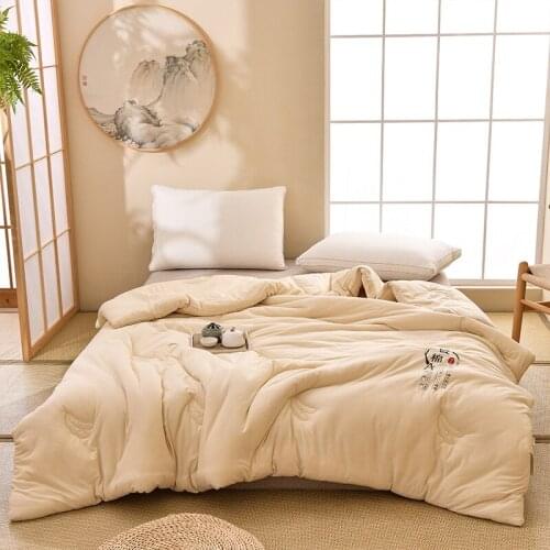 Winter Warm Quilt Core Solid Color Thickened Soybean Fiber Quilt Comforter Soft Breathable Quilt 220x240cm Bedding