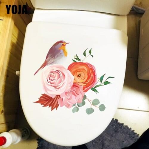 YOJA 25.7CM×22.7CM Painted Bouquet Bird Kids Room Wall Decoration Bathroom Toilet Stickers T1-2538