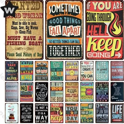 Life Quotes Vintage Decoration Plaques Metal Tin Sign Retro Family Rules Wall Stickers Man Cave Kitchen Plaque Decor Accessories
