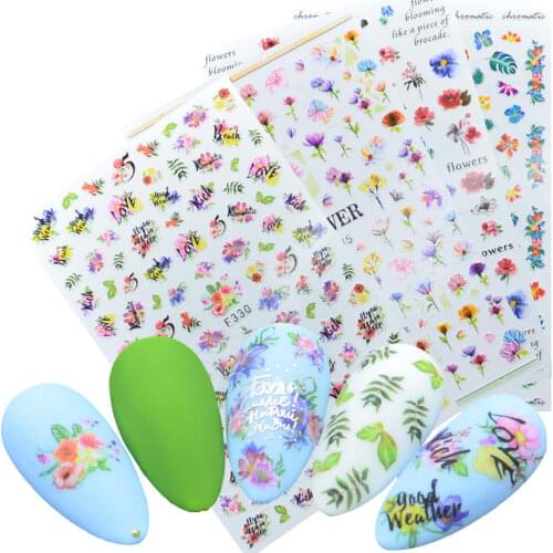 1pcs Ultra Thin Adhesive Letter Slider for Nail Art Decorations Sticker Decal Flower Leaves Girl Manicure DIY Tips