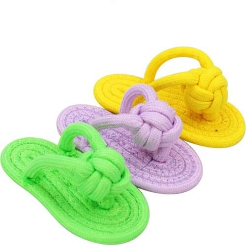 1pc Transer Cotton Rope Dog Toy Slipper Shoes Shape Pet Dog Biting Chew Firm Pet Toy Outdoor Traning for Small Medium Dogs 906