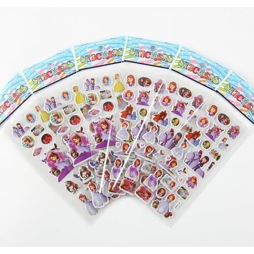 10bags/set princess Sophia Theme 3D Cartoon Stickers can be stick it on the cup Kids Bedroom Home Decoration supplies