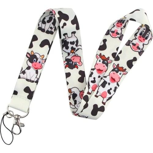 30pcs Cow Neck keychain necklace webbings ribbons Anime Cartoon Neck Strap Lanyard ID badge holder Keychain Lanyards