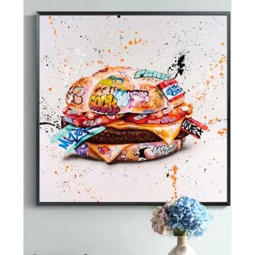 5D Diamond Painting Full Square Round Drill Beef Hamburger Diy Diamond Embroidery Cross Stitch Kits Mosaic Home Decor Gifts