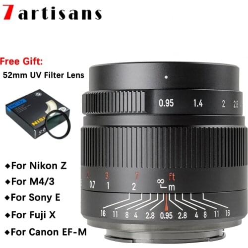 7artisans 35mm F0.95 Manual Focus Camera Lens APS-C Lens for Sony E/Nikon Z/Olympus M4/3/Fuji XF X/Canon EF-M EOS-M Mount Camera