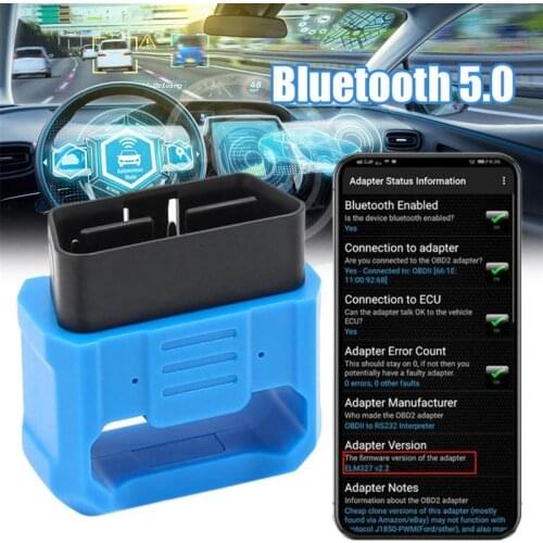 ELM327 Bluetooth 5.0 OBD2 V2.2 Diagnostic with PIC18F25K80 12V Car Diagnostic Tool highest chip integration with CE FCC RoHS