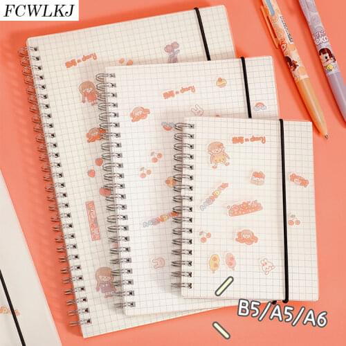 Notebook Spiral Sketchbook Graffiti Notebook for School Supplies Size A5&A6 160 Pages Coil Notebook Grid Blank Page Cute Planner