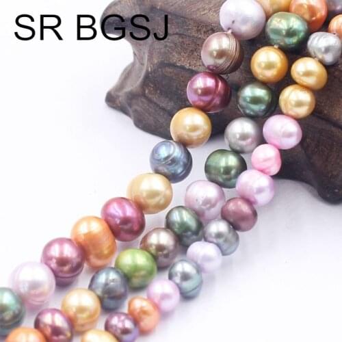 Free Shipping SR 6 7 8mm Mixed Random Colors Nearly Round Natural Freshwater Pearl DIY Beads Strand 14"