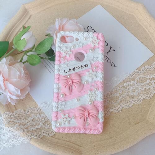 Handmade Case For Samsung galaxy s21 ultra Kawaii bowknot Customized phone Cover s20 FE 5G s9/s10/s20 plus DIY pink cream shell