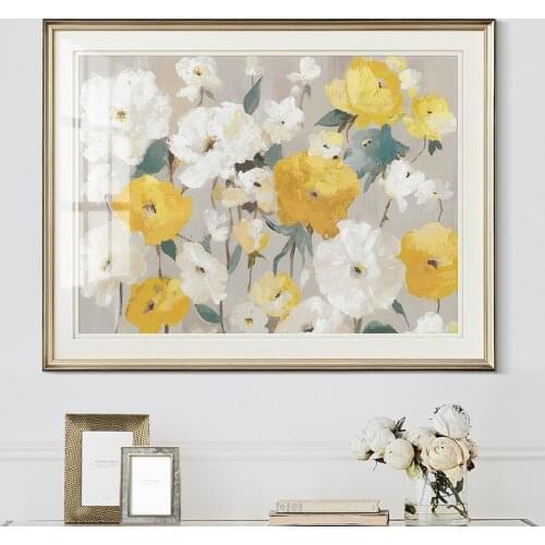 EECAMAIL American Pastoral Flower Decorative Full Diamond Embroidery Painting No Frame Luxury Mural Corridor Yellow Poppies