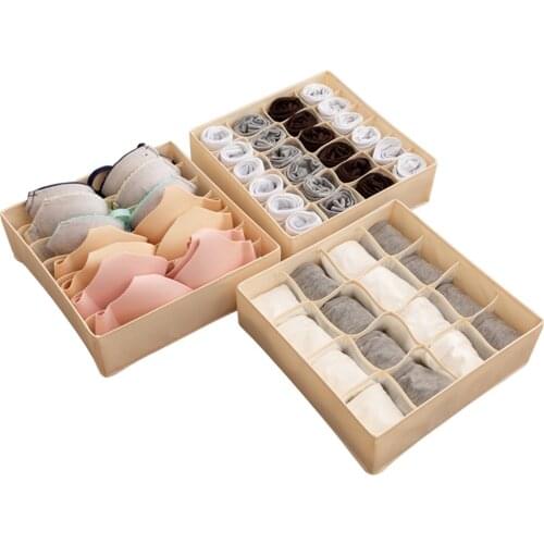 Underwear Storage Box Hot Bottom Zipper Detachable Scarfs Socks Box 7/16/24 Grids Bra Organizer Foldable Drawer Organizer