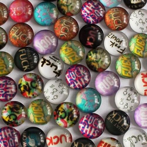 16mm Mixed Style Letter Round Glass Cabochon Dome Jewelry Finding Cameo Pendant Settings 50pcs/lot (K03109)