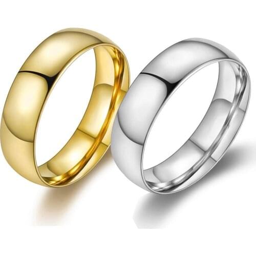 Fashion Smooth Engagement Wedding Couple Ring Simple Style Stainless Steel Jewelry Gift Men and Women Ring