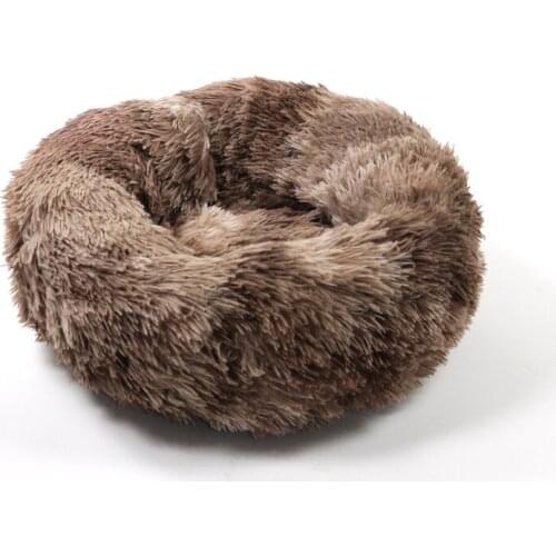 Super Soft Pet Bed Kennel Dog Round Cat Winter Warm Sleeping Bag Long Plush Puppy Cushion Mat Portable Cat Supplies 46/50/60cm