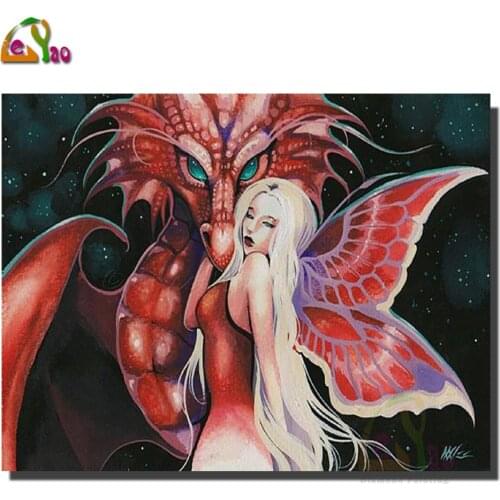 5d Diamond Painting Kit Fire Dragon Cartoon Fairy Mosaic Embroidery Skull Cross Stitch Paint by Diamond Home Decor Wall Stickers