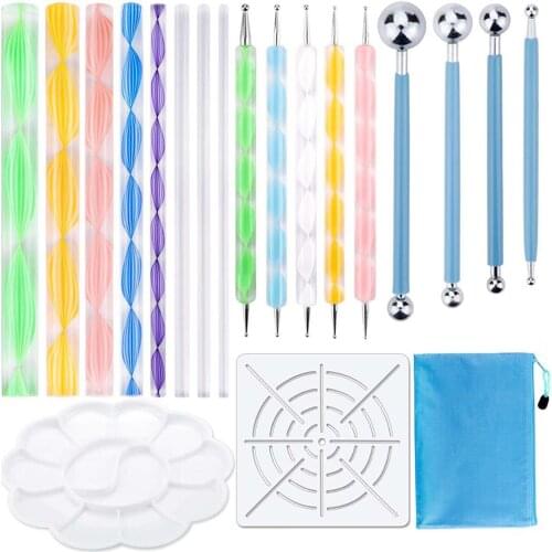 Mandala Dotting Tools Set Pen Dotting Tools Mandala Stencil Ball Stylus Paint Tray for Painting Rocks,Coloring,Drawing&Drafting