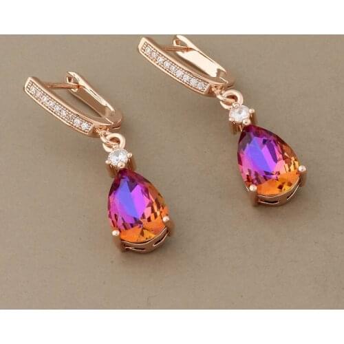 New Long Earrings For Women 585 Rose Gold Water Drop Dangle Earrings unusual Natural Zircon Woman earrings modern 2020 Jewelry