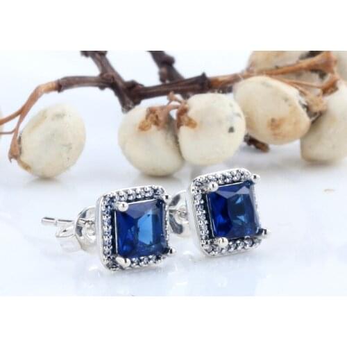 Original S925 Sterling Silver Pan Earring New Charming Blue Simple Fashion Earrings For Women Wedding Gift Fashion Jewelry