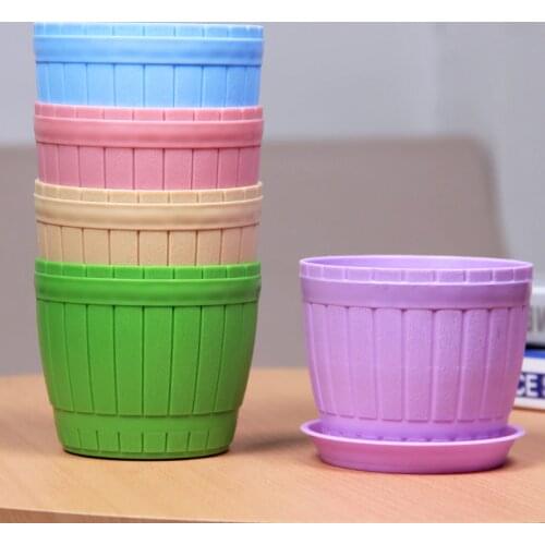 Pocketgarden Gardening Plastic Flower Pots Plastic Tray Vase Circular Flower Bonsai Planter Nursery Pot Colorful Garden Supplies