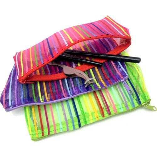 Rainbow Women Portable Cosmetic Bag Fashion Beauty Zipper Travel Make Up Bag Letter Toiletry Pouch Organizer Holder