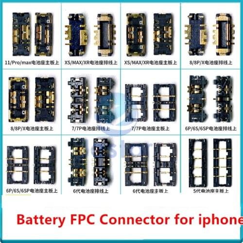 5pcs Battery FPC connectors for iphone 5 6 6P 6S 6SP 7 8 8plus X XS XSMax XR 11 11Pro/Max 12 PRO/MAX/MINI ON board battery flex