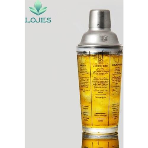 400ML Cocktails Shaker Cup Bottle Mix Master Glass Bar Wine Transparent Scale Cocktail Stainless Bar Bottle Tools