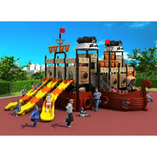 Standard exported outdoor plastic playground equipment park slide pirates ship play structrue YLW-OUT171079