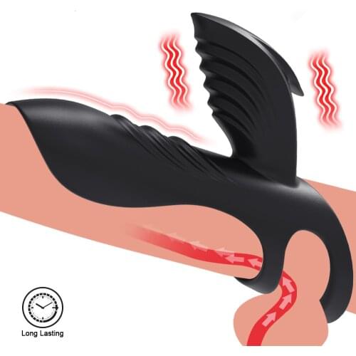 Vibrating Penis Ring G spot Clitoris Stimulation Double Cock Ring Erection Sex Toys for Couples Vagina Massager Orgasm Adults