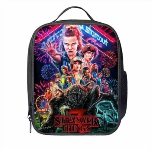 Stranger Things Pattern Lunch Bags for Boys Girls Portable Cooler Box for Kids Pterosaur Tote Picnic For Girls