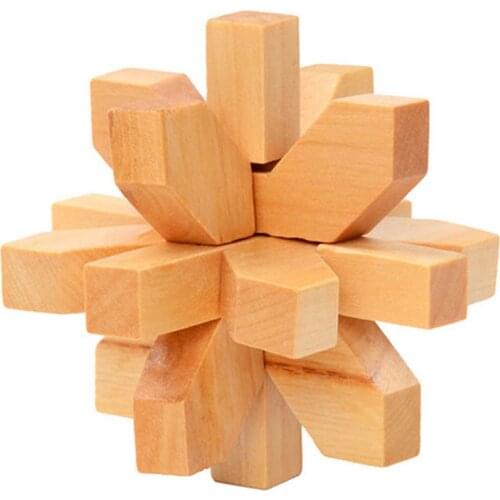 Unique Classical Intellectual Cube Educational Toy Model Building Kits Adults 3D Wooden Puzzle Toys Game Kongming Lock