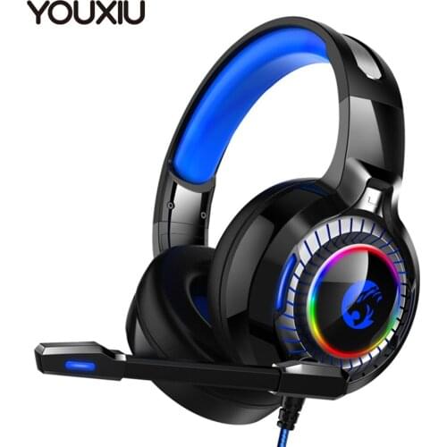 YOUXIU Gaming Headphones RGB 4D Stereo Headset Surround Sound Deep Bass Stereo Earphones with Microphone For Game PS4 PC Laptop