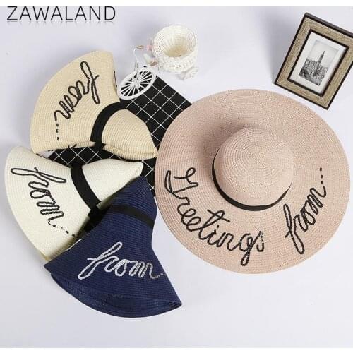 Zawaland Fashion Travel Beach Straw Hats Women Outdoor Sun Protection Caps Ladies Anti-UV Hat Casual Decoration Accessories