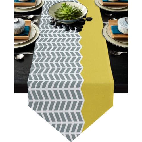 Geometric Yellow Table Runners Modern Home Kitchen Dining Tablecloths Wedding Party Table Decoration Table Runner