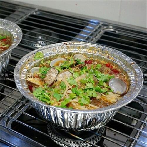 BBQ 10pcs 1000ML High temperature large round aluminum foil pots Aberdeen lunch card aluminum foil box barbecue roasted bowl