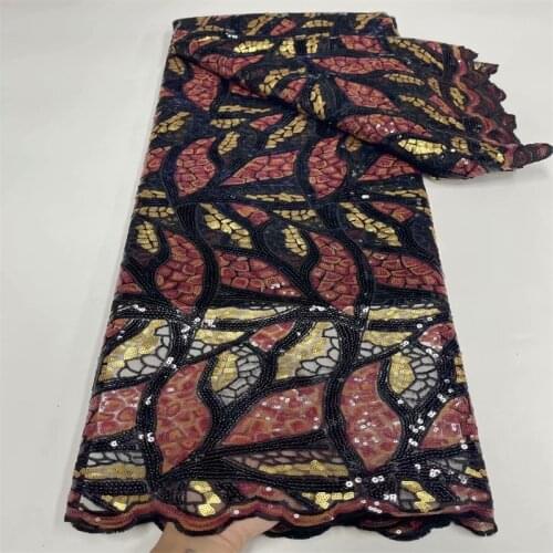 5 yards French Net Lace African Textured Tulle Fabric with Sequins Fashionable Casual and Occasional Traditional Wear