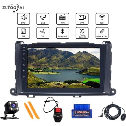 Car Player For Toyota Sienna 2009 2014 AutoRadio Multimedia Navigation Stereo Unit DSP 9" Android 10.0 GPS DVD RAM2G+16GB