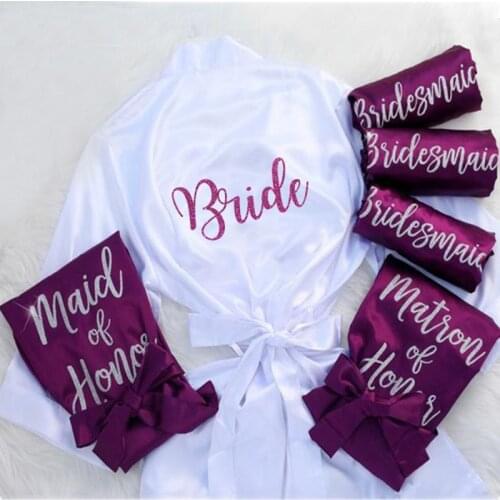 Glitter Silver/Golden Print Bridal Robes Bathrobe Women Sister of the Bride/Groom Pajamas Maid of Honour Robes Gifts