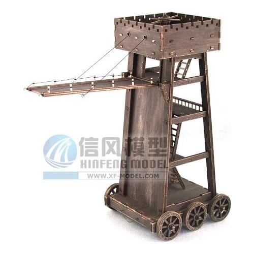 Free shipping Scale 1/72 Ancient chariots model kits The Siege Tower Wooden Model