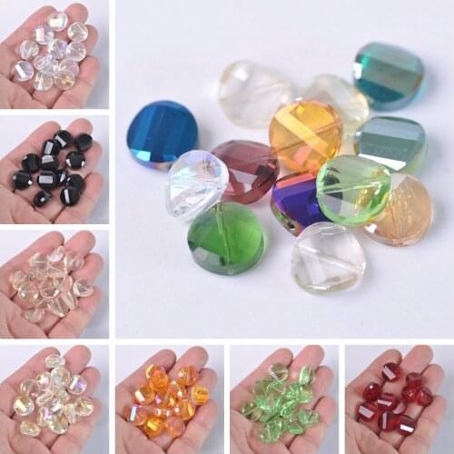 12mm 14mm 18mm Loose Twisted Coin Shape Faceted Crystal Glass Crafts Beads For Jewelry Making DIY