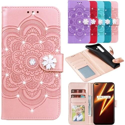 Diamond Flip Case for OPPO A5 A9 A31 2020 A8 A52 A72 A92 Reno 3 4 Pro Find X2 Neo Lite Realme Narzo C11 6 Book PU Leather Cover