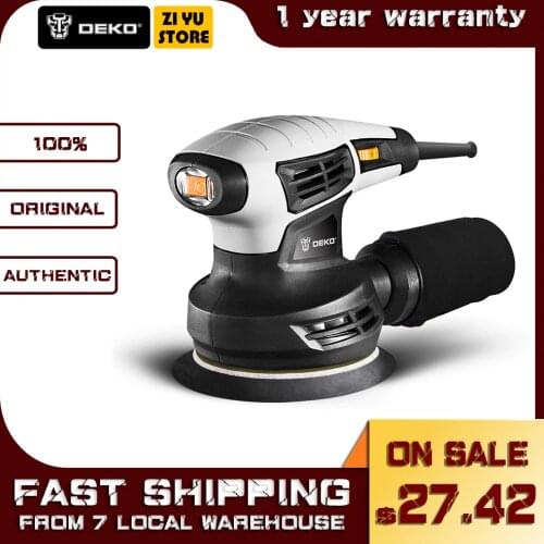 DEKO 280W Random Orbit Sander with sandpaper Dust exhaust and Hybrid dust canister DKSD28Q1 Power Tool