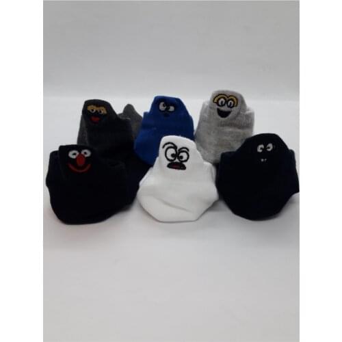 Child Joyous Embroidered Embroidered The Emojil Seamless Short Booties socks 6 Double Cotton booties Socks orange 6'lı Comics medium