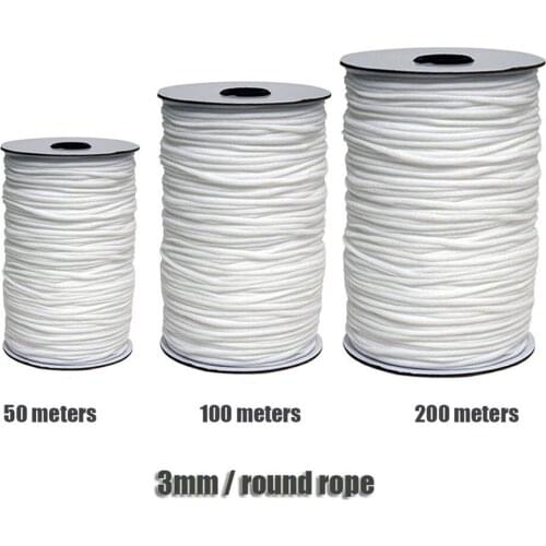 50/100/200M 3mm Elastic Bands White and Black Polyester Elastic Bands for Clothes Garment Sewing Accessories