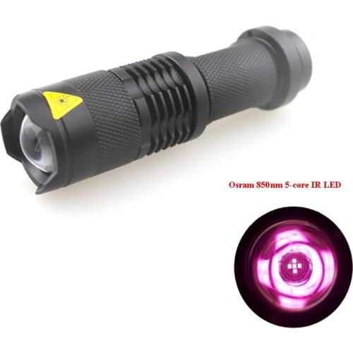 U-F SK68 850nm 5-Cores 5W Infra-Red Zooming IR Fill-in Flashlight (1x14500/1xAA)