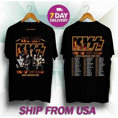 Limited Kiss Band Rock End of The Road North American Tour 2019 T shirt Black