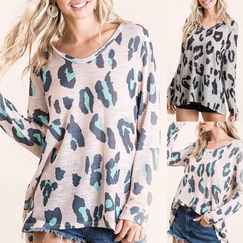Cotton Spring T Shirt Women Plus Sizes Large Big Loose Leopard Colors Vintage Colors T Shirts Top Full Long Sleeve