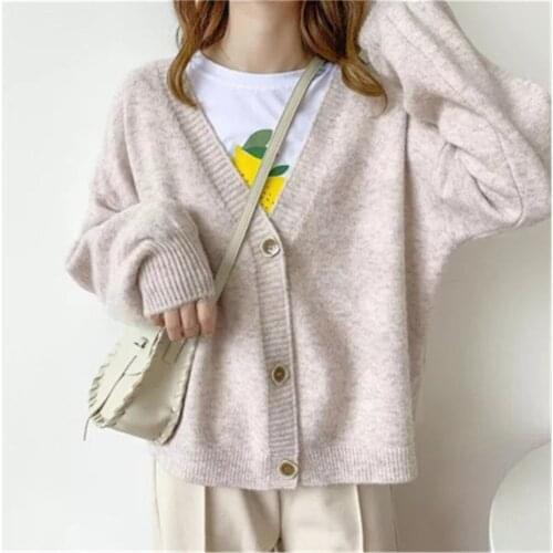 2020 Autumn Winter Women Sweater Cardigans Oversize V neck Knit Cardigans Girls Outwear Korean Tops Casual Poncho Cardigans