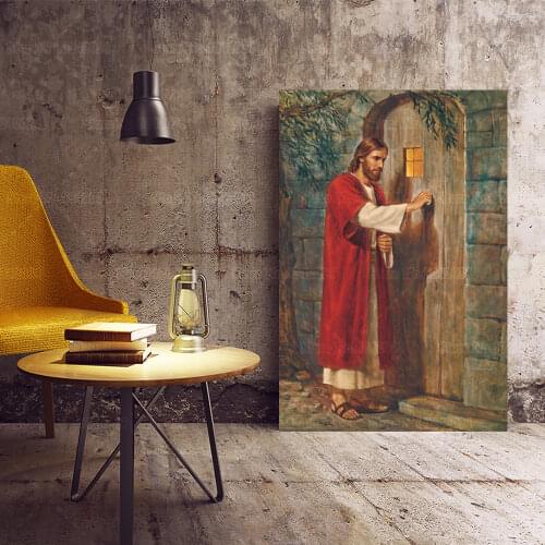 Jesus Christ Knocking At The Door Painting on Canvas Riligious Wall Art Poster For Christian Gift Home Decor